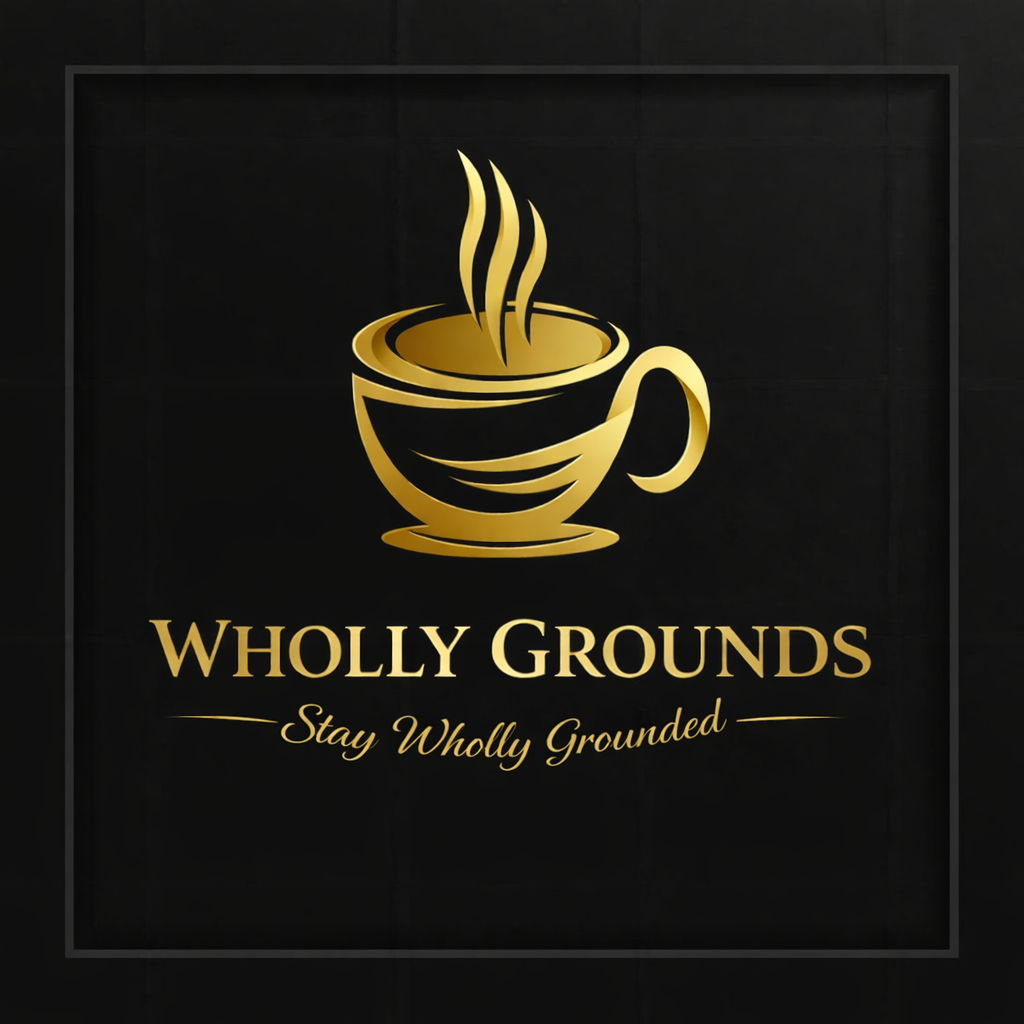 Wholly Grounds logo (black & gold)